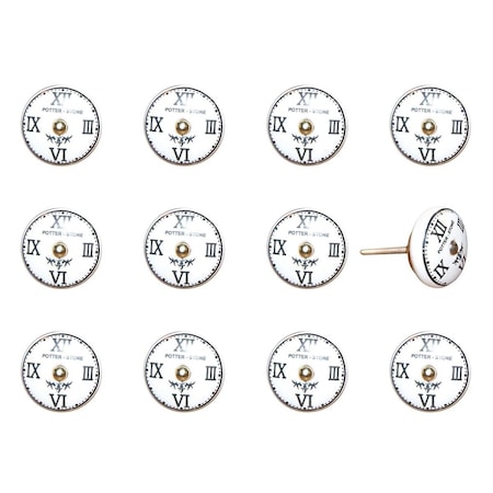 Decoracion K000017 Knob It - White Black & Gold, 12PK DE3717827